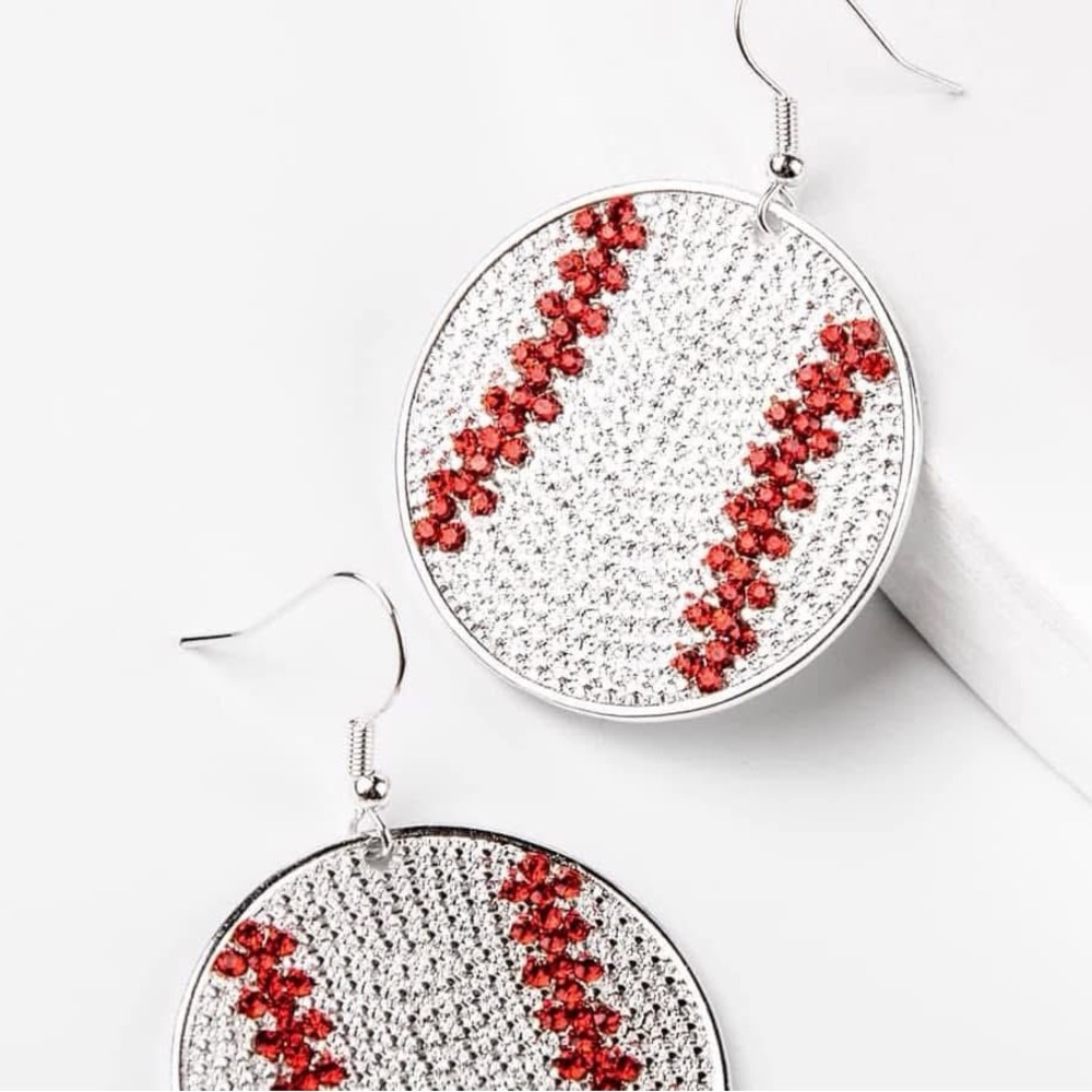 NEW Silver Baseball Earrings - Picture 5 of 9